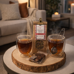 Theeset voor twee - Valentijn losse thee glazen, losse thee, theetang, chocolade